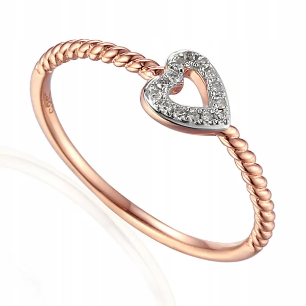 PIERŚCIONEK DIAMENTY 585 RÓŻOWE ZŁOTO NA PREZENT