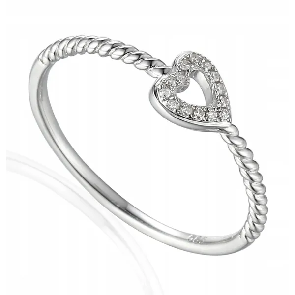 PIERŚCIONEK BIAŁE ZŁOTO DIAMENTY 585 PREZENT