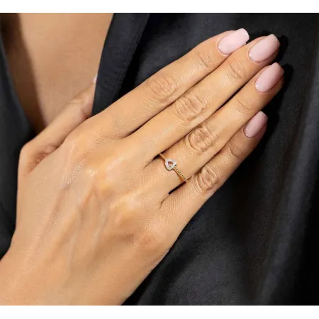 ZŁOTY 585 PIERŚCIONEK SERCE DIAMENTY PREZENT