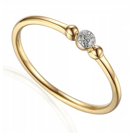 ZŁOTY 14K PIERŚCIONEK Z DIAMENTAMI NA PREZENT