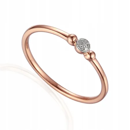 ZŁOTY 14K PIERŚCIONEK Z DIAMENTAMI NA PREZENT