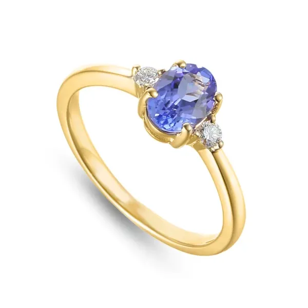 Złoty Pierścionek Tanzanit Diamenty Grawer pr 585