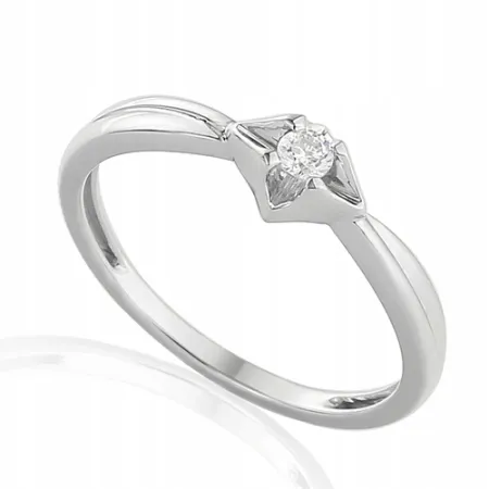 ZŁOTY 585 PIERŚCIONEK DIAMENT 0,12ct NA PREZENT