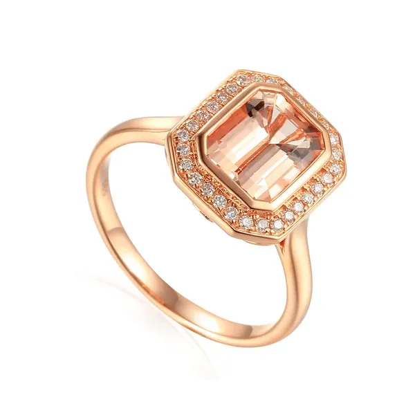 PIERŚCIONEK MORGANIT DIAMENTY PRÓBA 585 GRAWER