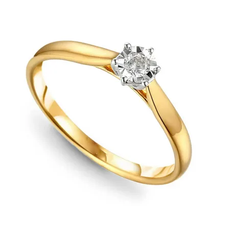 ZŁOTY PIERŚCIONEK 585 ZARĘCZYNOWY BRYLANT 0,09ct
