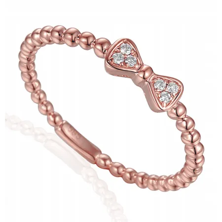 ZŁOTY PIERŚCIONEK 585 Z KOKARDKĄ DIAMENTY 