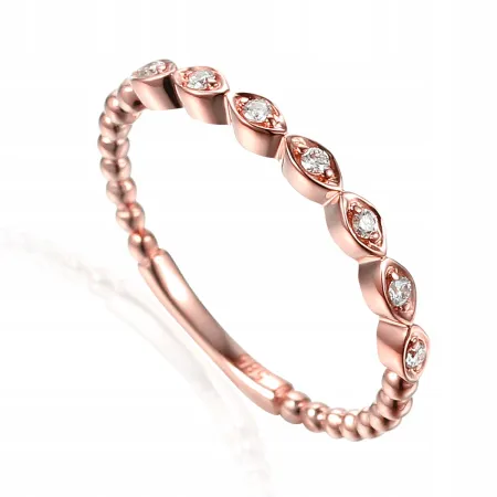 PIERŚCIONEK 585 DIAMENTY RÓŻOWE ZŁOTO PREZENT