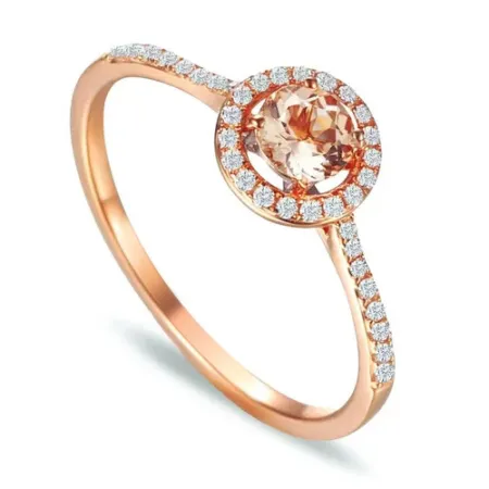 PIERŚCIONEK MORGANIT DIAMENTY PRÓBA 585