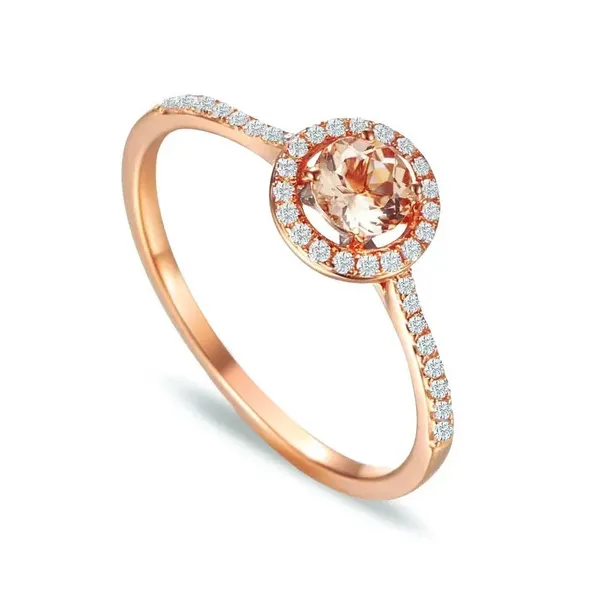 PIERŚCIONEK MORGANIT DIAMENTY PRÓBA 585