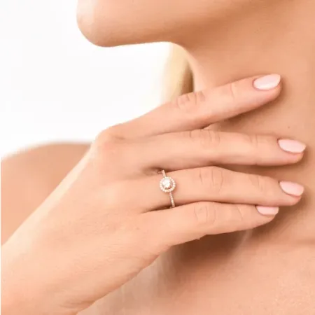 PIERŚCIONEK MORGANIT DIAMENTY PRÓBA 585