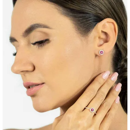 ZŁOTY PIERŚCIONEK RUBIN I DIAMENTY PRÓBA 585