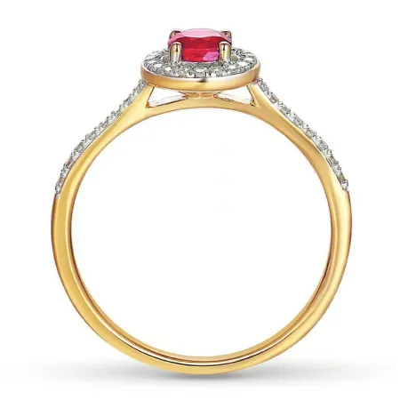 ZŁOTY PIERŚCIONEK RUBIN I DIAMENTY PRÓBA 585