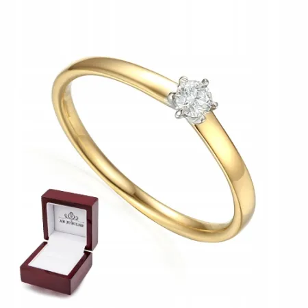 ZŁOTY ZARĘCZYNOWY PIERŚCIONEK BRYLANT PRÓBA 585