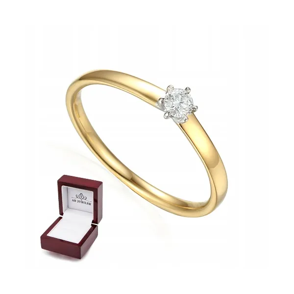 ZŁOTY ZARĘCZYNOWY PIERŚCIONEK BRYLANT PRÓBA 585