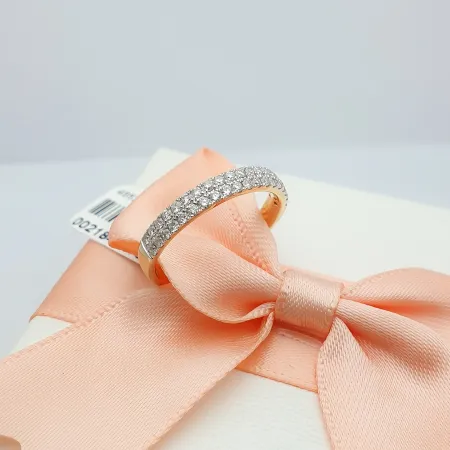 Złoty 585 Pierścionek Obrączka z Diamentami Grawer