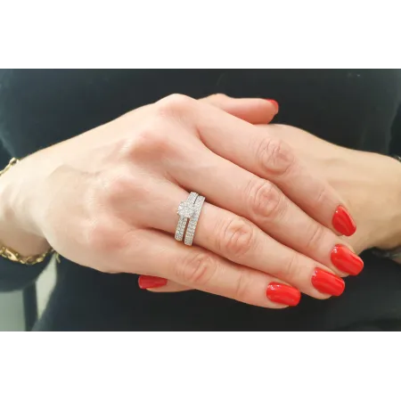 Złoty 585 Pierścionek Obrączka z Diamentami Grawer