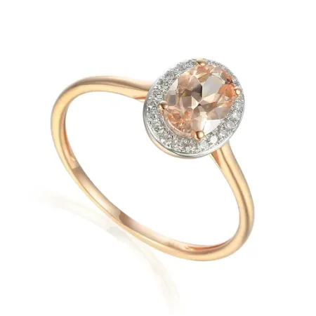 PIERŚCIONEK MORGANIT DIAMENTY RÓŻOWE ZŁOTO pr 585