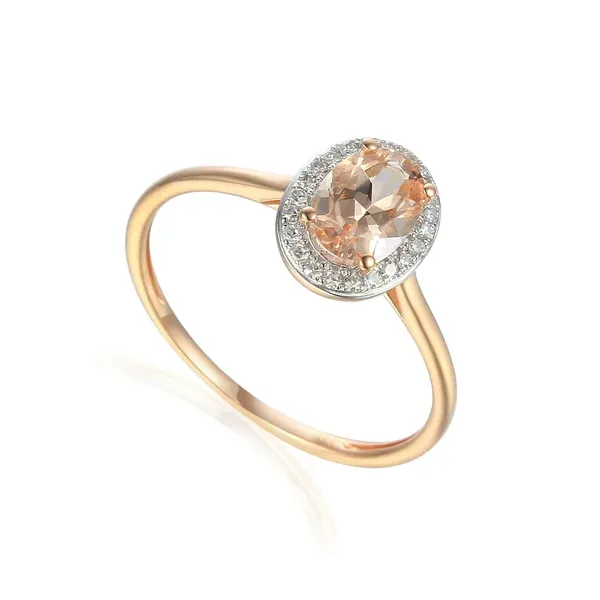 PIERŚCIONEK MORGANIT DIAMENTY RÓŻOWE ZŁOTO pr 585