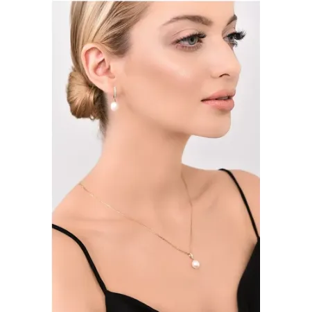 ZAWIESZKA PERŁA DIAMENTY BIAŁE ZŁOTO PRÓBA 585