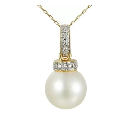 ZŁOTA ZAWIESZKA 585 PERŁA I DIAMENTY PREZENT 