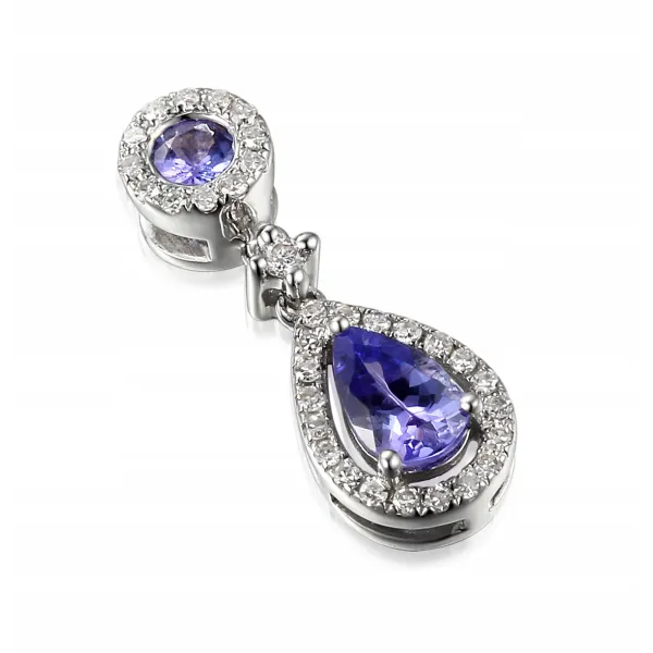 ZAWIESZKA W BIAŁYM ZŁOCIE 585 TANZANIT I DIAMENTY
