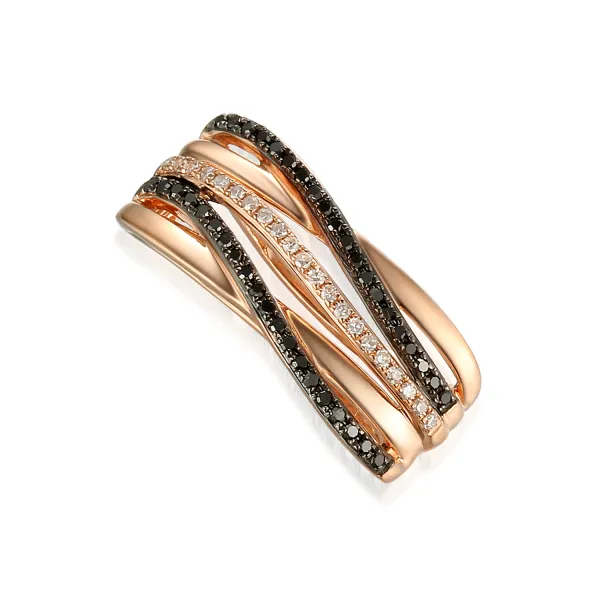 Zawieszka Czarne Białe Brylanty 585 Różowe Złoto