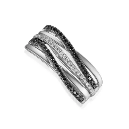 Zawieszka Czarne Białe Brylanty 585 Różowe Złoto