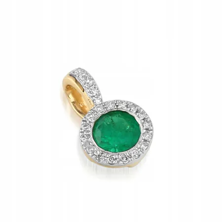 ZŁOTA ZAWIESZKA SZMARAGD DIAMENTY PRÓBA 585