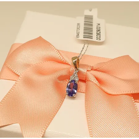 Zawieszka 585 Tanzanit Diamenty Żółto Białe Złoto