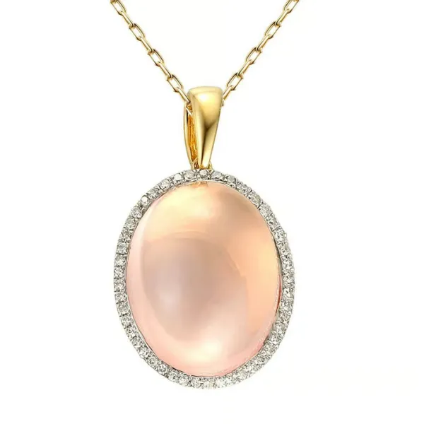 ZAWIESZKA RÓŻOWY KWARC I DIAMENTY 