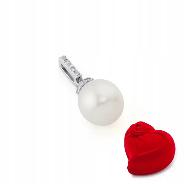 ZAWIESZKA PERŁA DIAMENTY BIAŁE ZŁOTO PRÓBA 585