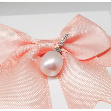 ZAWIESZKA PERŁA DIAMENTY BIAŁE ZŁOTO PRÓBA 585