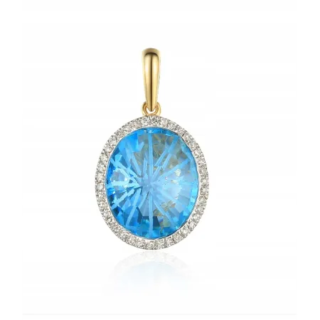 ZAWIESZKA ZŁOTA TOPAZ DIAMENTY PRÓBA 585