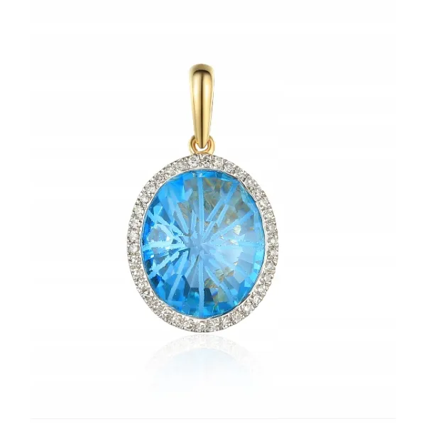 ZAWIESZKA ZŁOTA TOPAZ DIAMENTY PRÓBA 585