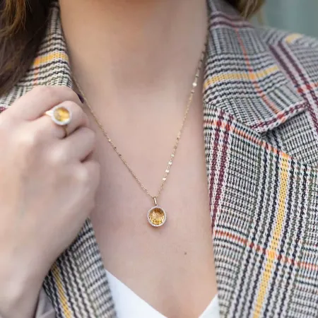 ZAWIESZKA ZŁOTA TOPAZ DIAMENTY PRÓBA 585