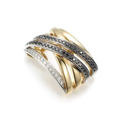 Złota Zawieszka Czarne Białe Diamenty pr 585