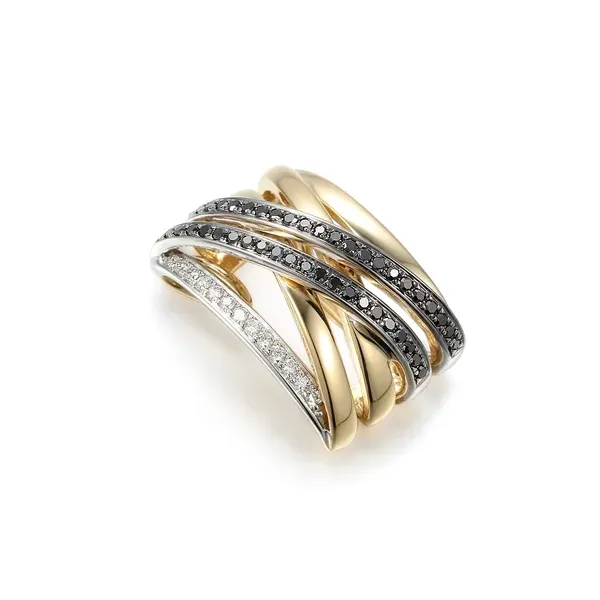 Złota Zawieszka Czarne Białe Diamenty pr 585