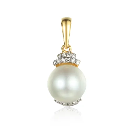 Elegancka Złota Zawieszka 585 Perła i Diamenty