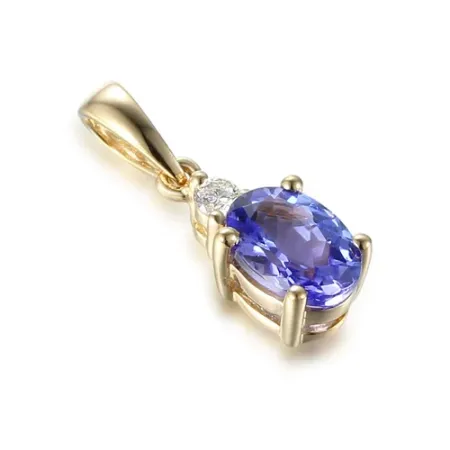 ZŁOTA ZAWIESZKA TANZANIT DIAMENTY PRÓBA 585