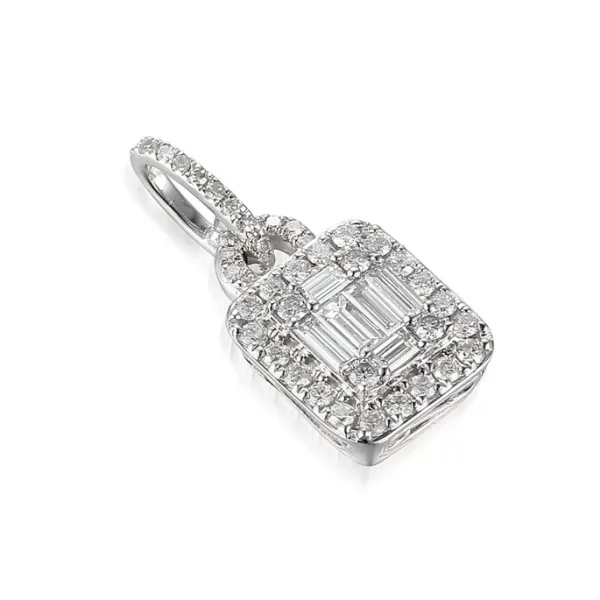 Elegancka 585 Zawieszka z Diamentami Białe Złoto