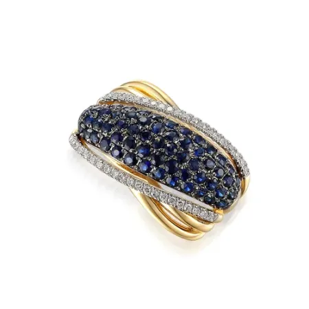 Złota Elegancka 585 Zawieszka Szafir Diamenty