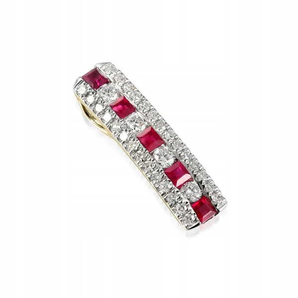 ZAWIESZKA BIAŁE ZŁOTO RUBINY DIAMENTY PRÓBA 585