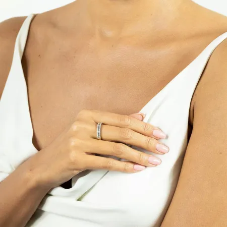 Złoty 585 Elegancki Pierścionek Diamenty Grawer