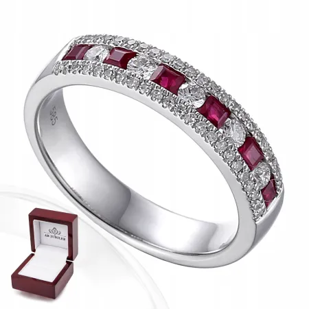 PIERŚCIONEK RUBINY DIAMENTY PRÓBA 585 GRAWER