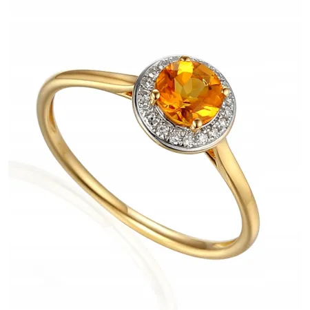 ZŁOTY PIERŚCIONEK CYTRYN DIAMENTY 585 PREZENT