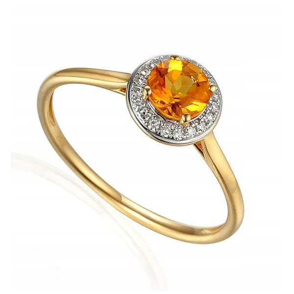 ZŁOTY PIERŚCIONEK CYTRYN DIAMENTY 585 PREZENT