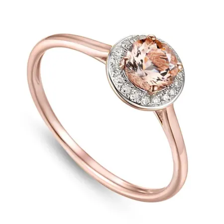 PIERŚCIONEK MORGANIT DIAMENTY PRÓBA 585