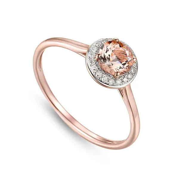 PIERŚCIONEK MORGANIT DIAMENTY PRÓBA 585