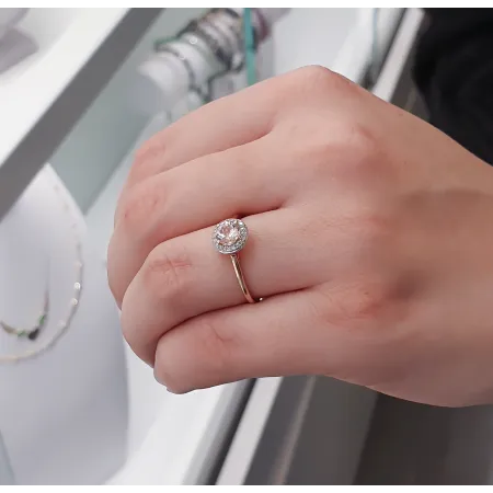 PIERŚCIONEK MORGANIT DIAMENTY PRÓBA 585