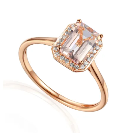PIERŚCIONEK MORGANIT DIAMENTY PRÓBA 585